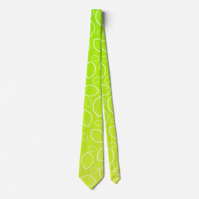 girly summer fresh green yellow lemon pattern neck tie (Front)