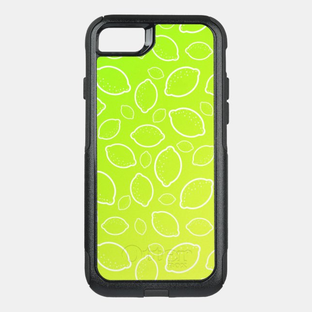 girly summer fresh green yellow lemon pattern otterbox iPhone case (Back)