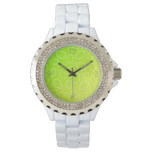 girly summer fresh green yellow lemon pattern watch