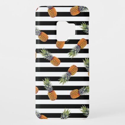Girly Summer Pineapple Pattern | Black Striped Case-Mate Samsung Galaxy S9 Case