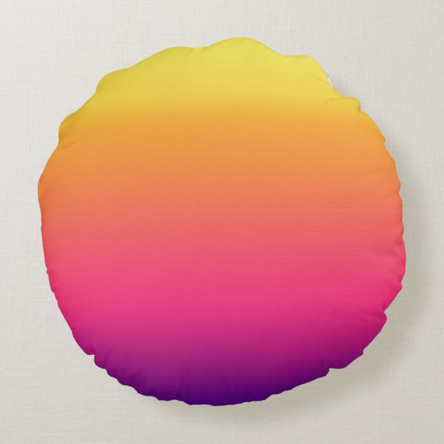 Girly Summer Tropical Gradient Abstract Sunset Round Pillow (Back)