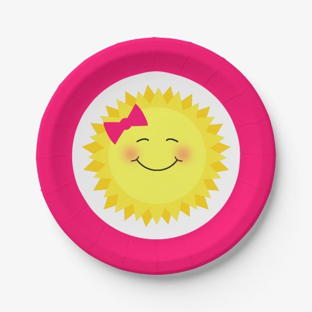 Girly Sunshine Paper Plates (Front)