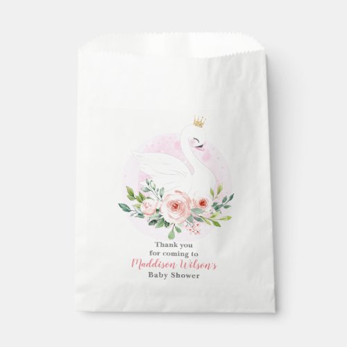 Girly Swan Princess Baby Shower Favor Bag