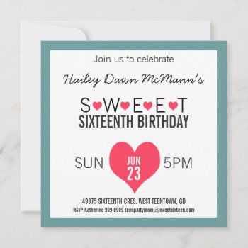 Girly Sweet 16 Party Choose Border Color Invitation by PartyHearty at Zazzle