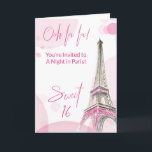 Girly Sweet 16 Pink White Paris Birthday Invitation<br><div class="desc">Girly Sweet 16 Invitations in pink and white. The Paris Eiffel Tower is a watercolor illustration with highlights of pink and gold. The design is finished with a playful sprinkling of pink bokeh and the wording Sweet Sixteen and Ooh la la! which are hand lettered in chic calligraphy. All of...</div>
