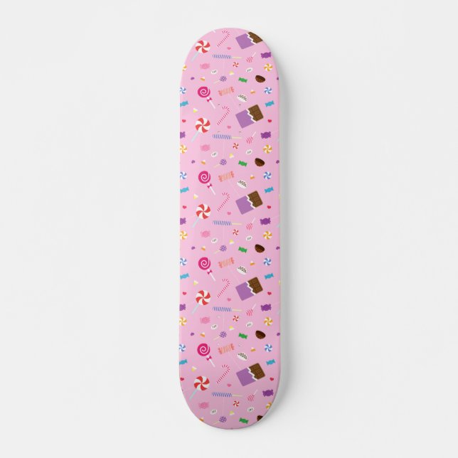 Girly Sweet Candy Pattern For Girls Skateboard (Front)