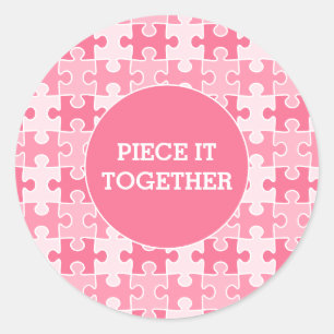 Girly Sweet Pink Piece It Together Puzzle Classic Round Sticker