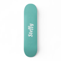 Girly teal and white personalized name skateboard