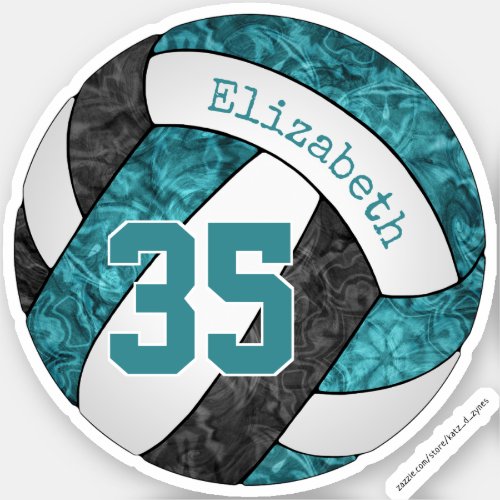 girly teal black volleyball school team colors sticker