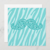 GIRLY TEAL GLITTER MUSTACHE ZEBRA STRIPES (Front/Back)