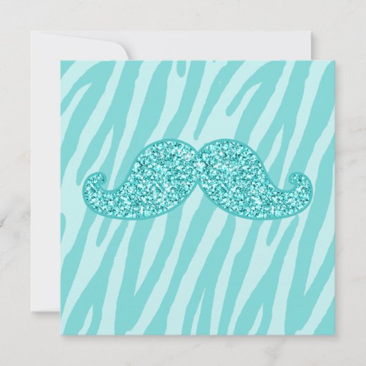 GIRLY TEAL GLITTER MUSTACHE ZEBRA STRIPES (Front)