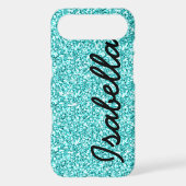 GIRLY TEAL GLITTER PRINTED PERSONALIZED Case-Mate iPhone CASE (Back)