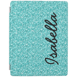 GIRLY TEAL GLITTER PRINTED PERSONALIZED iPad SMART COVER