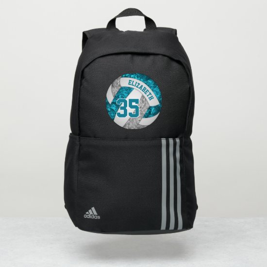 girly teal gray white sporty volleyball adidas backpack