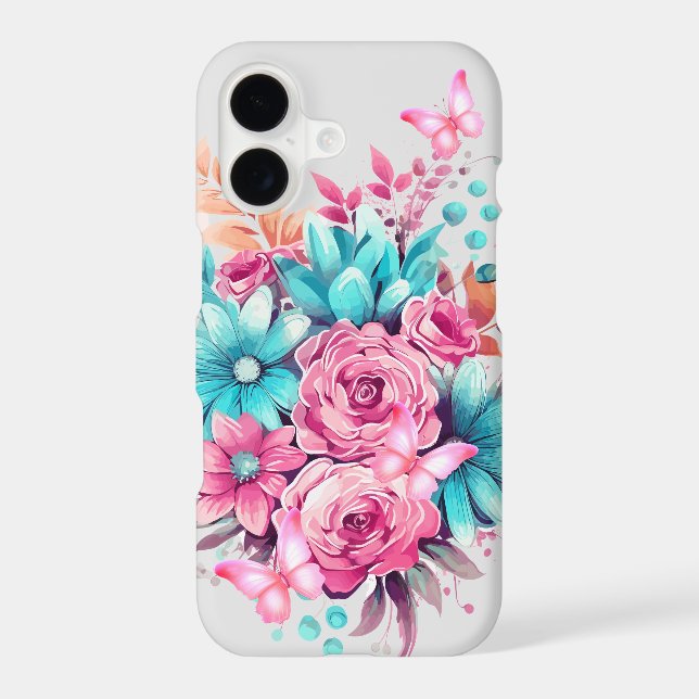 Girly Teal & Pink Butterfly  iPhone Case (Back)