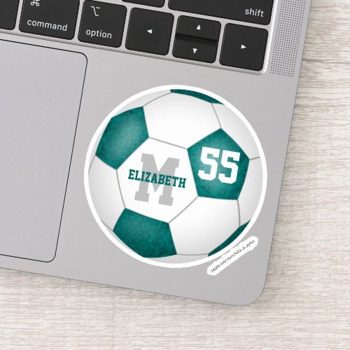 girly teal white personalized soccer sticker
