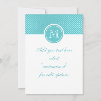 Girly Teal White Polka Dots  Your Monogram Initial by GraphicsByMimi at Zazzle