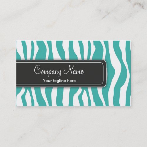 Girly Teal Zebra Print Business Card