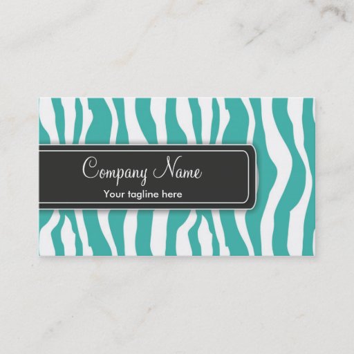 Customizable Girly Teal Zebra Print Business Card