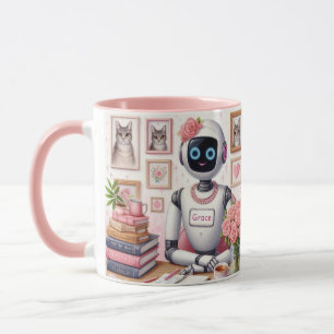 Girly Tech AI Robot Grace Pink Sparkle  Mug