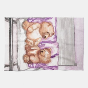 Girly Teddy Bear Talk Purple Lilac Grey Lavender Towel