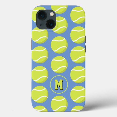 girly tennis balls pattern monogrammed iPhone 13 case