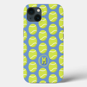 girly tennis balls pattern monogrammed iPhone 13 case