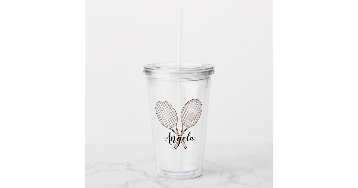 Girly Tennis Lover Personalized Acrylic Tumbler | Zazzle.com