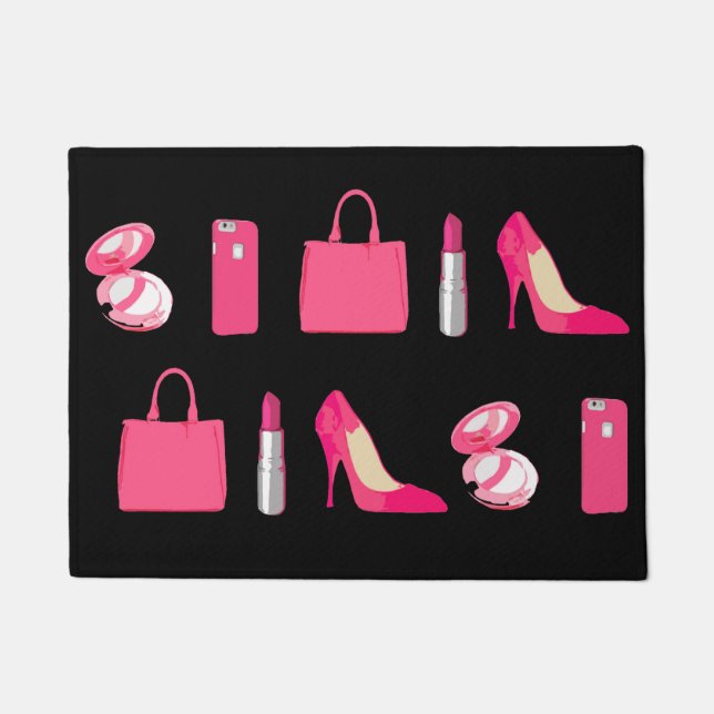 Girly things black doormat (Front)