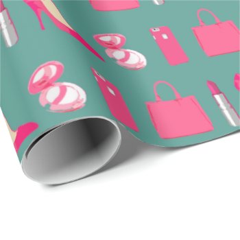 Girly Things Teal Wrapping Paper by ComicDaisy at Zazzle