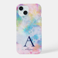 Girly Tie-Dye Colorful Monogram Name