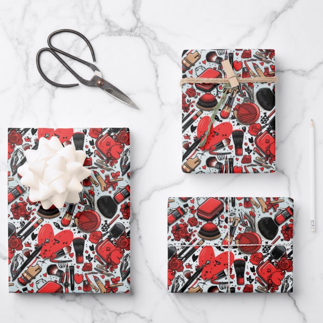 Girly tiled party pattern  wrapping paper sheets (Front)