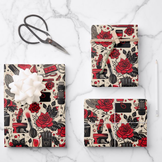 Girly tiled party pattern  wrapping paper sheets (Front)