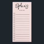 Girly To Do List Hearts Brush Script Magnetic Notepad<br><div class="desc">Simple To Do List features name in brush script.</div>