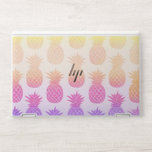 Girly Topical Rainbow Summer Pineapples Pattern HP Laptop Skin