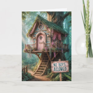 Girly Treehouse For Granddaughter's Birthday Card