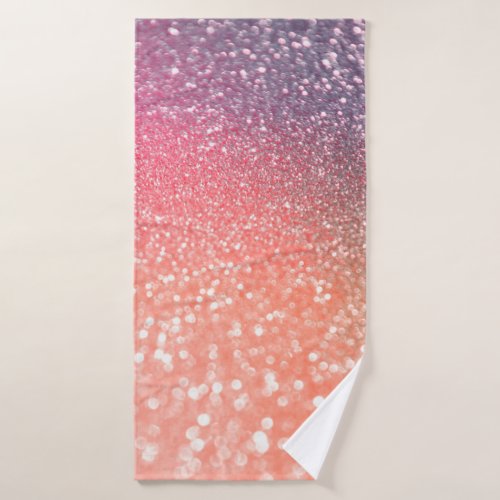 Girly Trend Rose Gold Blush Glitter Bath Towel