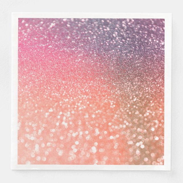 Girly Trend Rose Gold Blush Glitter Paper Dinner Napkins (Front)