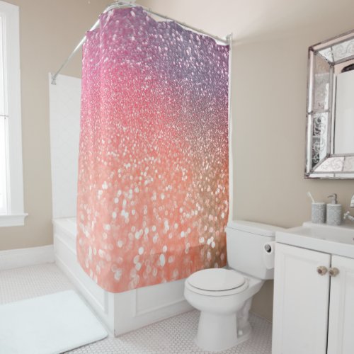 Girly Trend Rose Gold Blush Glitter Shower Curtain