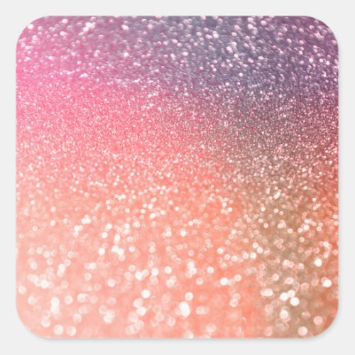 Girly Trend Rose Gold Blush Glitter Square Sticker