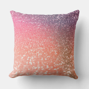 Girly Trend Rose Gold Blush Glitter Throw Pillow
