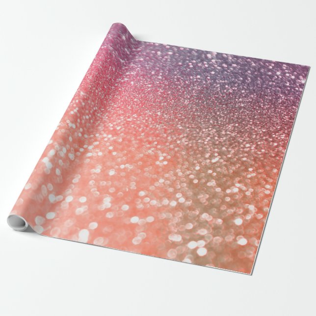Girly Trend Rose Gold Blush Glitter Wrapping Paper (Unrolled)
