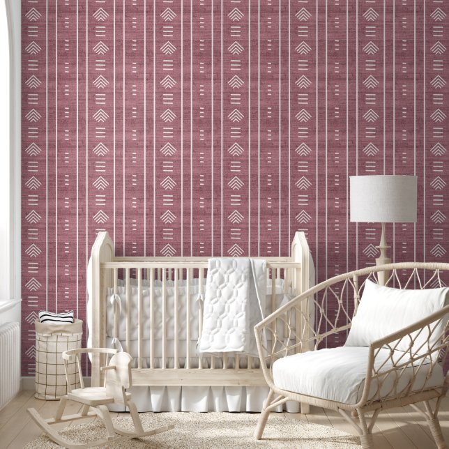 Girly Trendy African Mudcloth Arrows Pink Wallpaper (Kids)