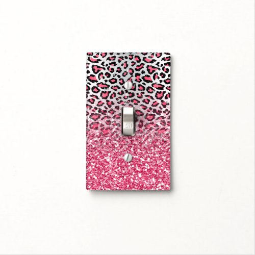girly trendy bubble gum pink leopard animal print light switch cover