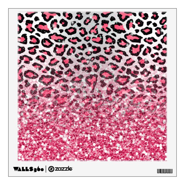 girly trendy bubble gum pink leopard animal print wall decal (Front)