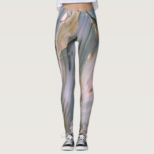 Girly Trendy Colorful Marble Texture Leggings