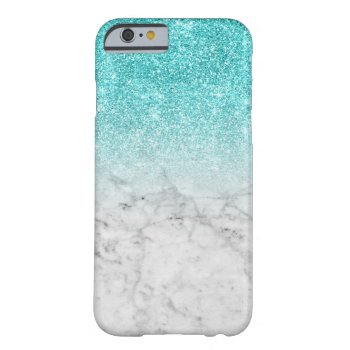 Girly Trendy Faux Aqua Glitter Marble Barely There Iphone 6 Case by fancypaperie at Zazzle