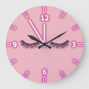 Girly Trendy Glitter Faux Lashes -Personalized Large Clock