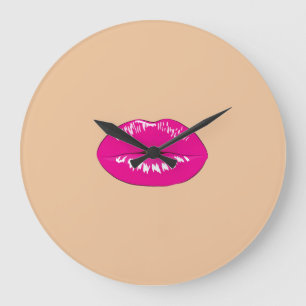 Girly Trendy Lips,Kiss Large Clock
