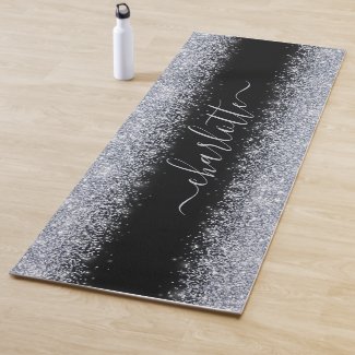 Girly Trendy Metallic Silver Glitter Script Name